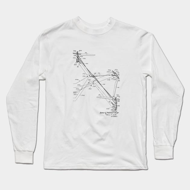 Helicopter Vintage Patent Hand Drawing Long Sleeve T-Shirt by TheYoungDesigns